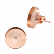 Pendientes Polaris acero inox con engaste para cabuchón 12mm Oro rosado