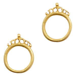Colgantes met&aacute;licos TQ anillo 18mm con corona oro (sin n&iacute;quel)