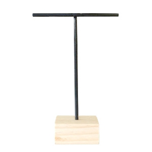 Expositor de joyer&iacute;a para pendientes forma en T y base de madera negro-madera