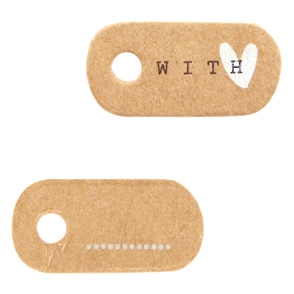 Tarjetas de joyer&iacute;a "With &hearts;" marr&oacute;n