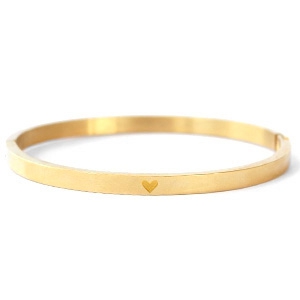Pulseras Acero Inox con coraz&oacute;n Dorado