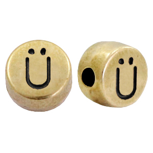 Abalorios letras met&aacute;licos DQ &Uuml; Bronce viejo (sin n&iacute;quel)