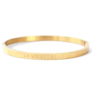 Pulseras Acero Inox 'LA VIE EST BELLE' Dorado