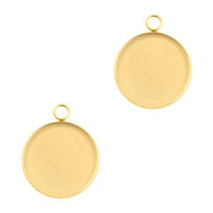 Fornituras acero inox engaste / colgante para cabuch&oacute;n 12mm Dorado