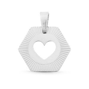 Colgantes Acero Inox hex&aacute;gon heart Mix&Match Plata