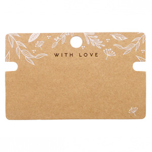 Tarjetas para joyer&iacute;a 'with love' Floral Marr&oacute;n claro