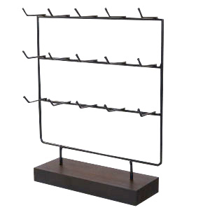 Expositor de Joyer&iacute;a para tarjetas de joyer&iacute;a con 3 hileras y base de madera Negro-marr&oacute;n oscuro