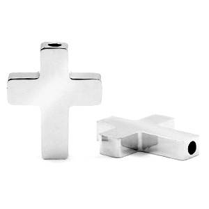 Abalorios Acero Inox cruz Plateado
