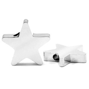 Abalorios Acero Inox estrella Plateado