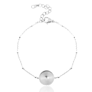 Pulseras Polaris Acero Inox con engaste para cabuch&oacute;n 12mm bola Plateado