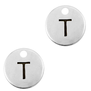 Colgantes met&aacute;licos DQ letra T Plata vieja (sin n&iacute;quel)