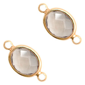 Entrepiezas de cristal ovaladas 16x9mm negro diamante cristal-dorado