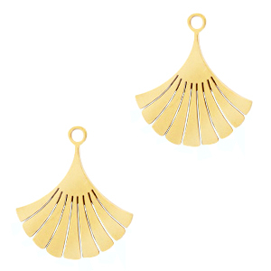 Colgantes de acero inox hoja Ginkgo Dorado
