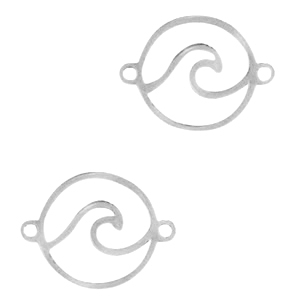 Colgante entrepieza de acero inox olas Plateado