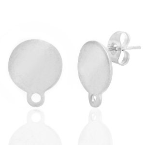 Pendientes Acero Inox 10mm con anilla Plateado