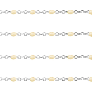 Fornituras Acero Inox cadena jasseron 1mm Beige aceite de almendra-plateado