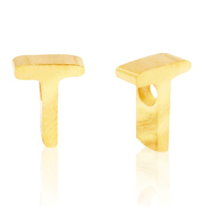 Abalorios Acero Inox letra T Dorado