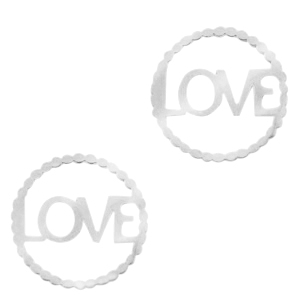 Colgantes/entrepieza Acero Inox "LOVE" Plateado