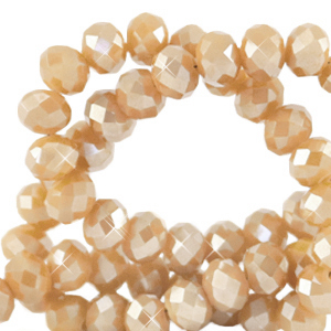 Abalorios faceteados disco 3x2mm Oro sombra de &oacute;palo-revestimiento &aacute;mbar pearl shine