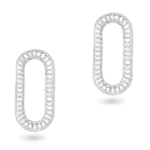 Entrepieza zirconia &oacute;valo Plateado