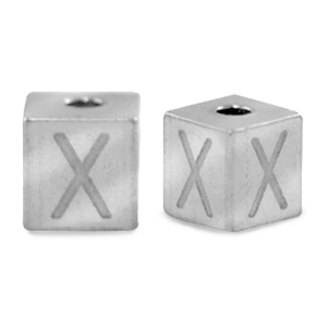 Abalorios Acero Inox letra X Plateado
