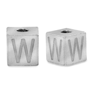 Abalorios Acero Inox letra W Plateado