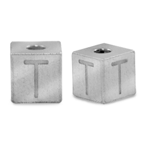 Abalorios Acero Inox letra T Plateado