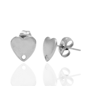 Pendientes Acero Inox coraz&oacute;n con anilla Plateado