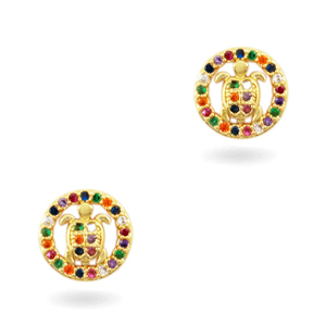 Elementos en lat&oacute;n con zirkonia arco&iacute;ris tortuga Dorado