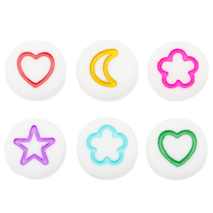 Abalorios letras acr&iacute;licas mezcla de iconos Blanco-multicolor