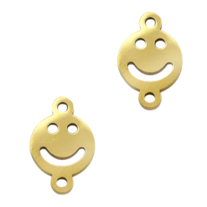Colgantes/entrepieza acero inox smiley Dorado