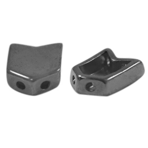 Abalorios met&aacute;licos DQ duo beads flecha Plata antracita (sin n&iacute;quel)