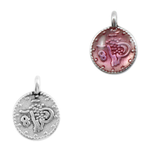 Colgantes met&aacute;licos DQ moneda religiosa Plata vieja-rosa transparente (sin n&iacute;quel)