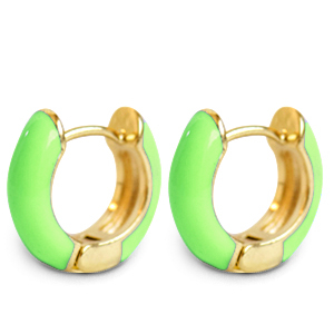Pendientes Trendy criolla esmalte 15mm Verde claro-dorado