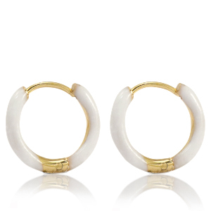 Pendientes Acero Inox criolla esmalte 17mm Blanco-dorado