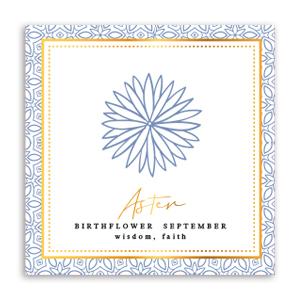 Tarjetas para joyer&iacute;a Flor de nacimiento Septiembre-Aster Azul suave