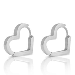 Pendientes Acero Inox coraz&oacute;n Plateado