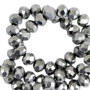 Abalorios faceteados disco 6x4 mm Plateado-revestimiento pearl shine