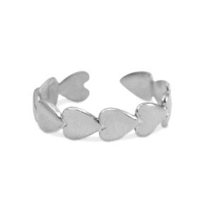 Anillos Acero Inox coraz&oacute;n Plateado