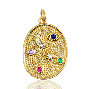 Metal TQ lat&oacute;n colgante luna y estrella Dorado