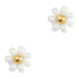 Abalorios Miyuki flor 8mm Blanco-dorado