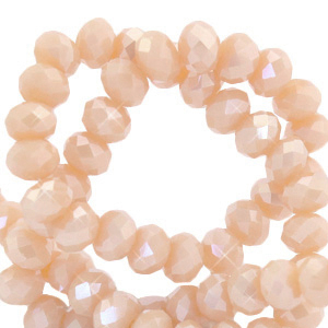 Abalorios faceteados disco 4x3mm Rosa concha suave-revestimiento pearl shine