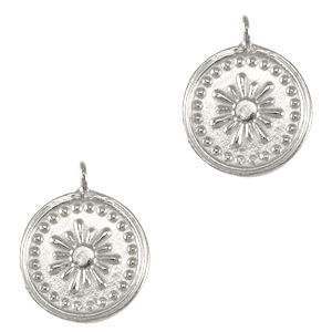 Colgantes met&aacute;licos DQ flor Plata vieja (sin n&iacute;quel)