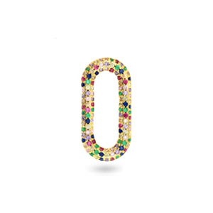 Entrepieza zirconia arco&iacute;ris &oacute;valo Dorado