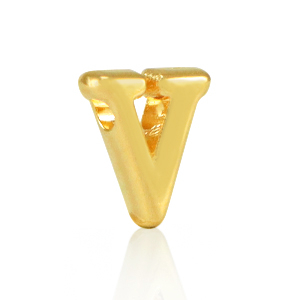 Abalorios letras met&aacute;licos DQ V Dorado (sin n&iacute;quel)