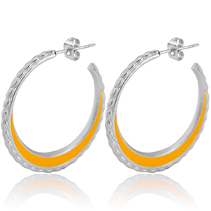 Pendientes Acero Inox criolla 30mm Plateado-naranja