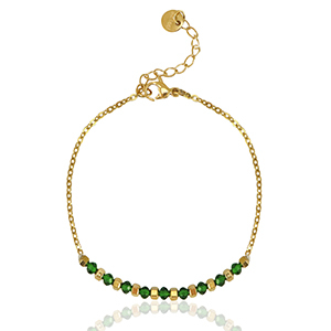 Pulseras Acero inox Azul esmeralda-dorado