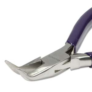 Beadsmith Alicate de punta plana curva con muelle Azul oscuro-plateado