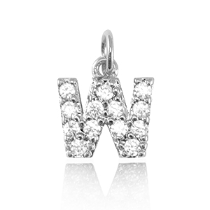 Metal TQ lat&oacute;n colgantes letra W Plateado