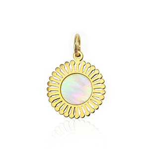 Colgantes Acero Inox concha 12mm Dorado-blanco (color natural)